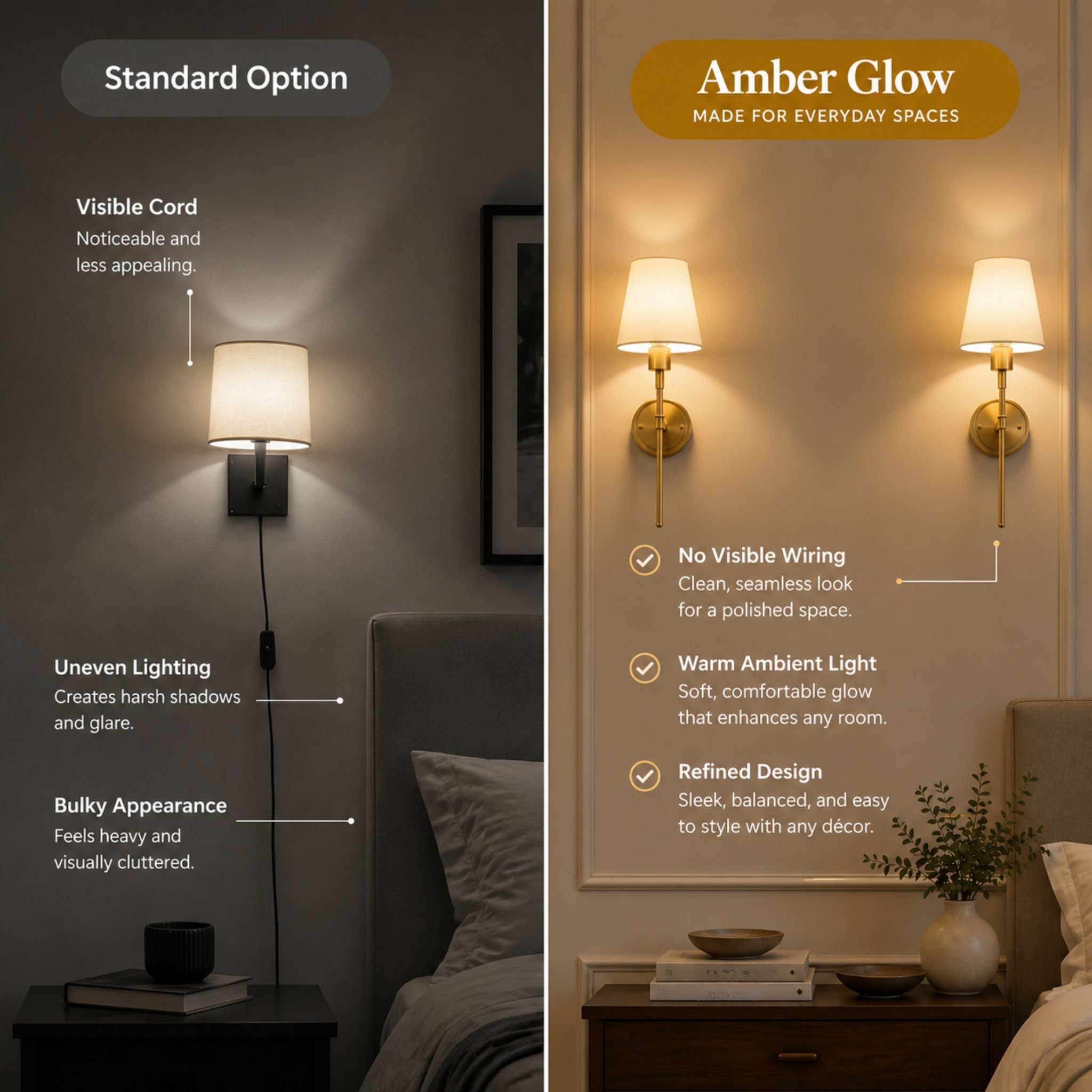 The Amber Glow — Gold Finish Wall Lighting