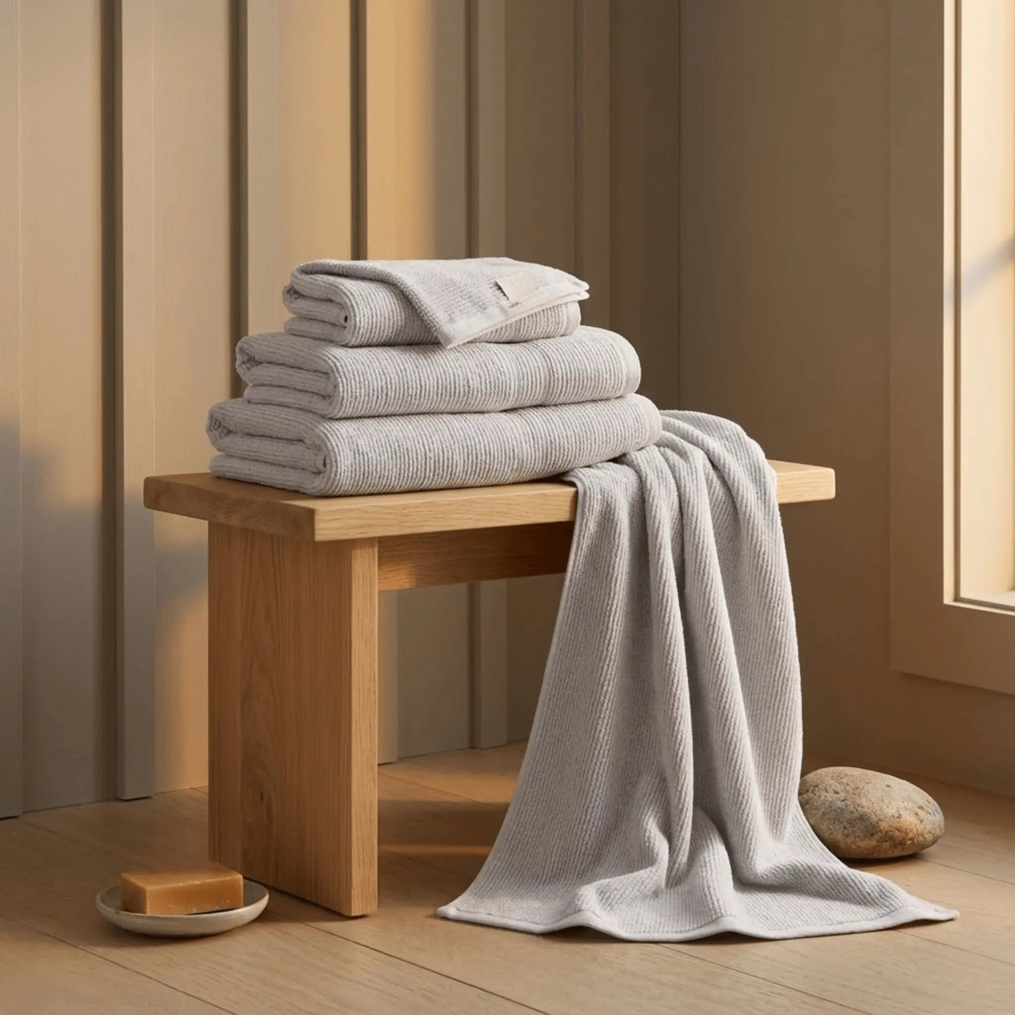 The Light Turkish Ribbed Bath Towel Bundle