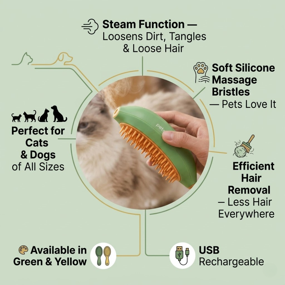 La brosse vapeur Pet Pro – Toilettage professionnel. Confort à la maison.