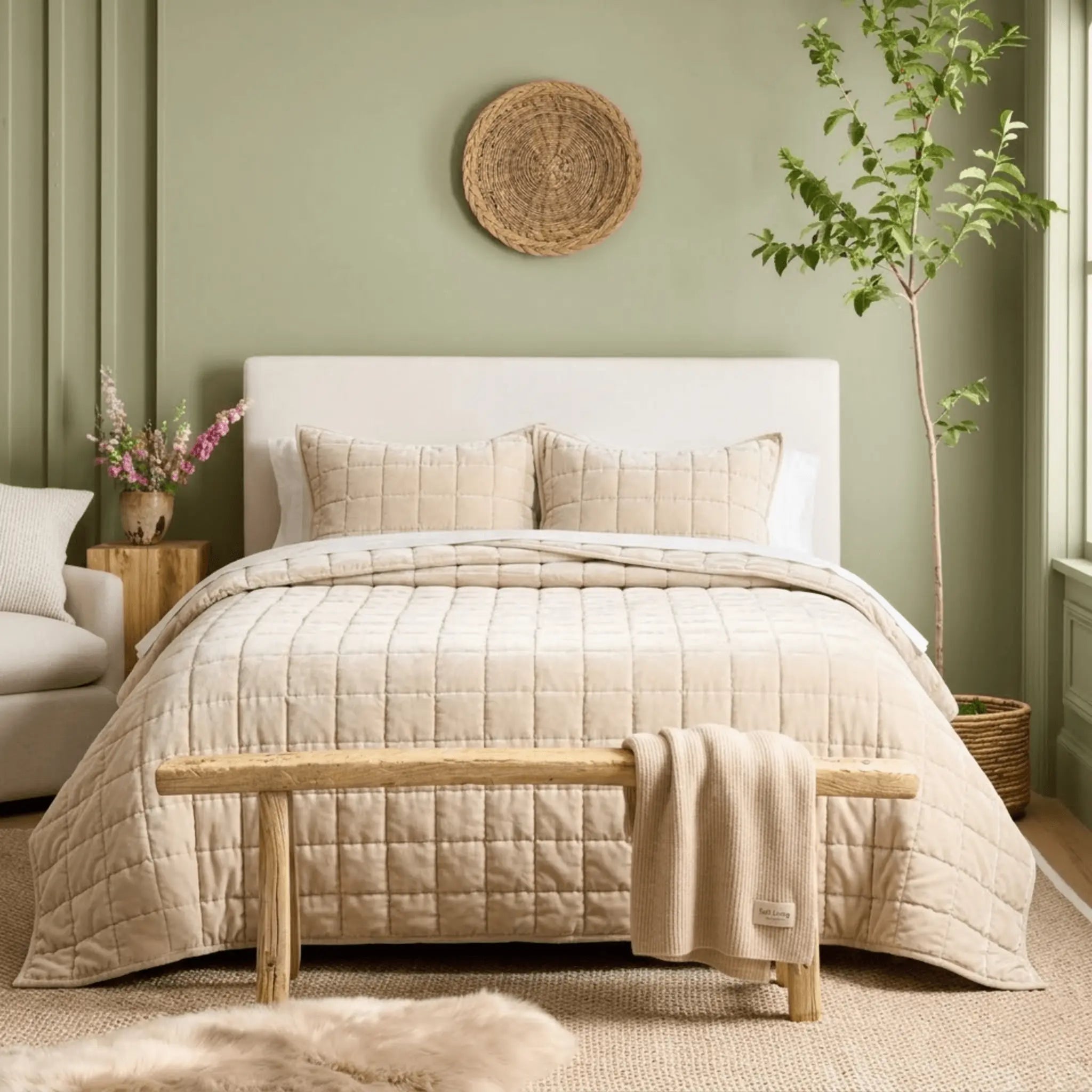 The Soft Living Cotton Velvet Quilt Set