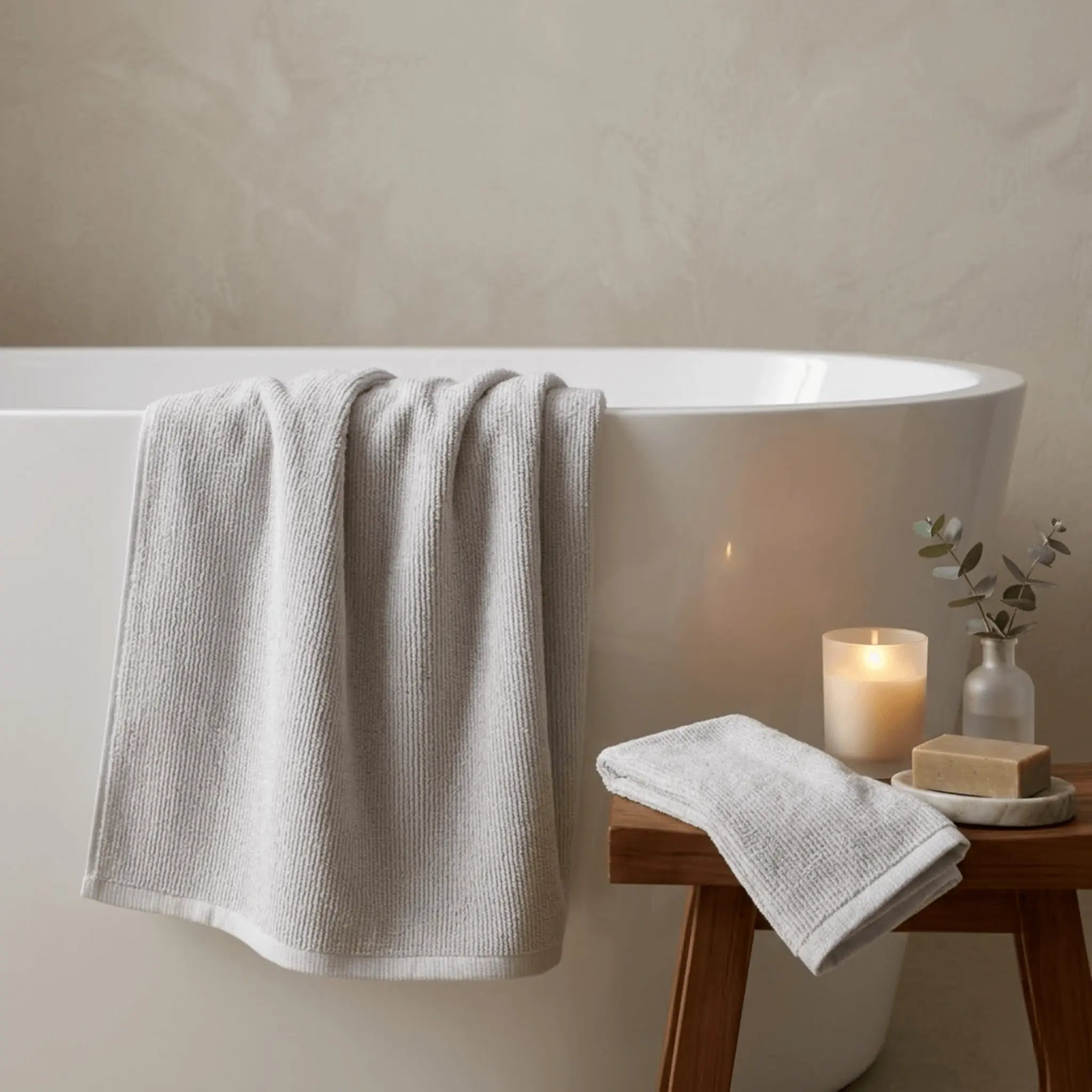 The Light Turkish Ribbed Bath Towel Bundle