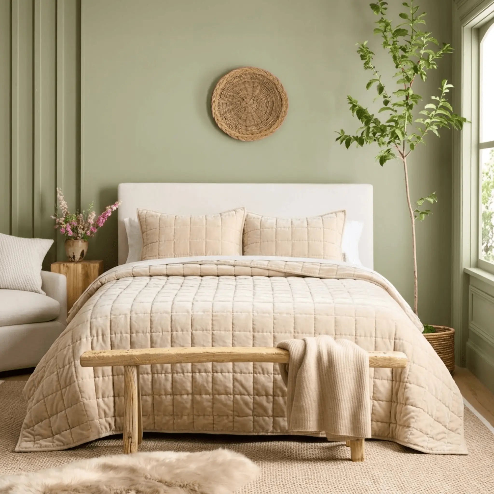 The Soft Living Cotton Velvet Quilt Set
