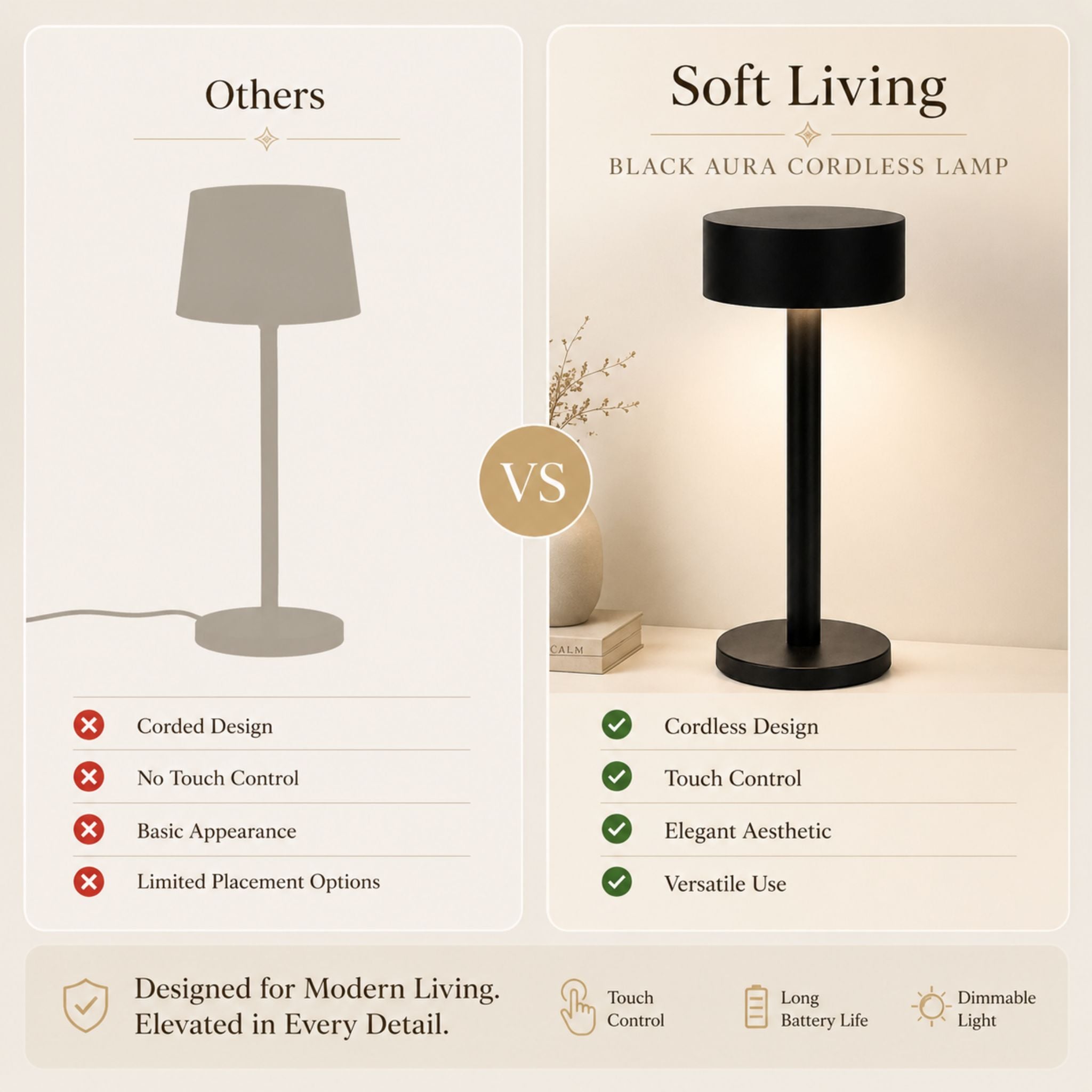 The Black Aura Cordless Lamp