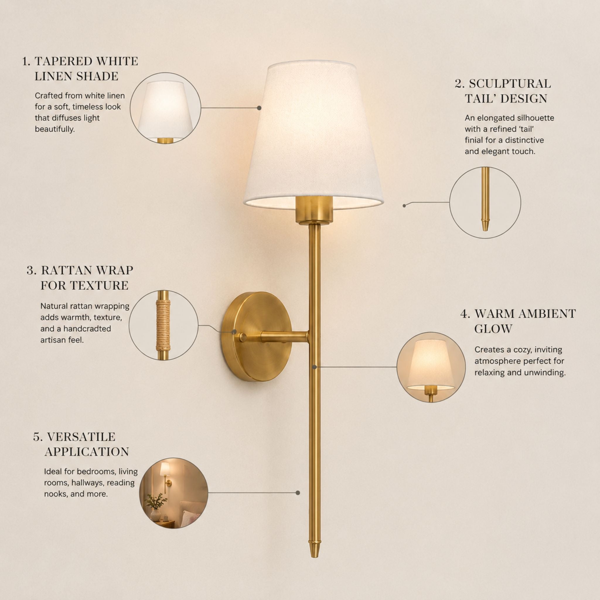 The Noir Linen Tail Sconce