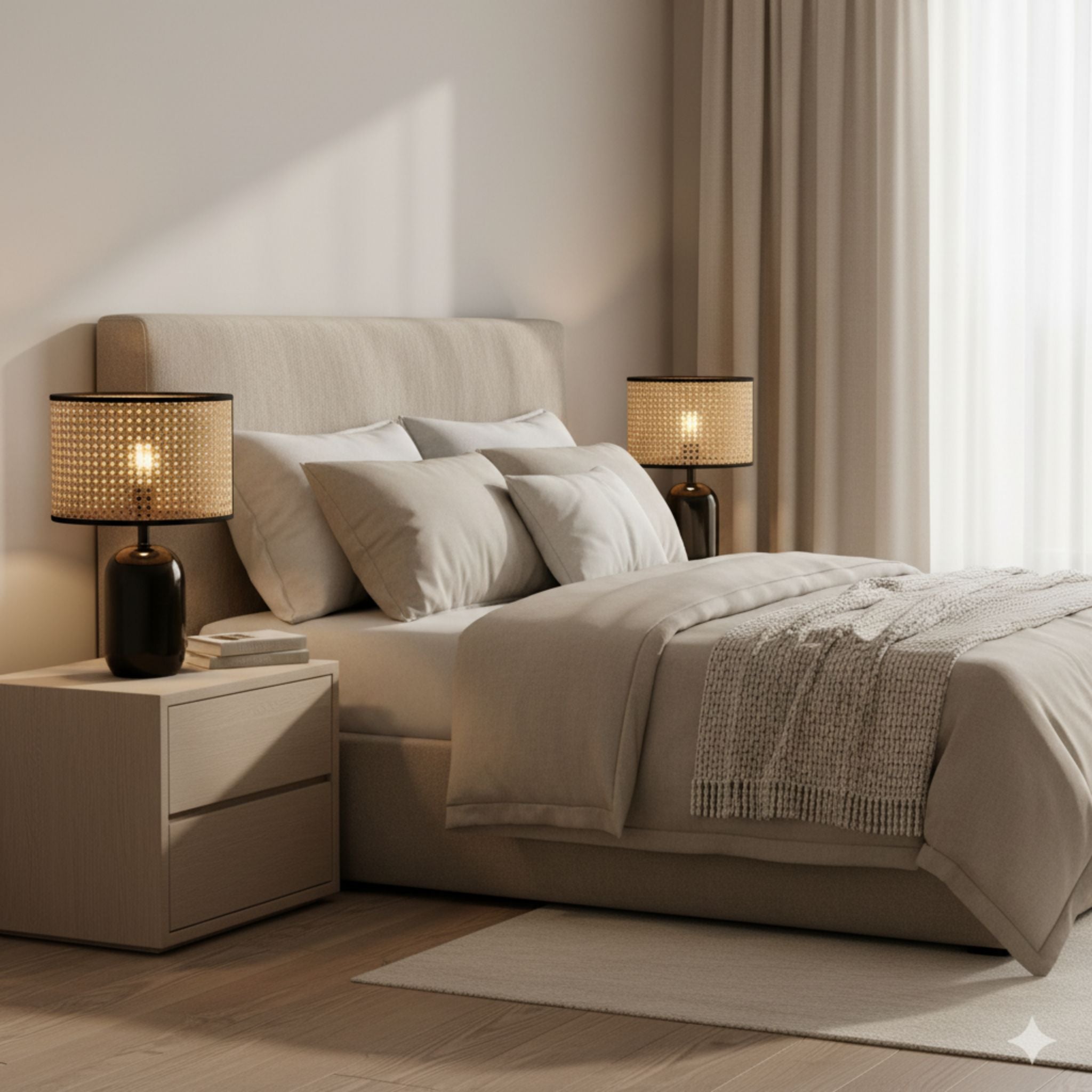 The Judah Ceramic & Rattan Table Lamp