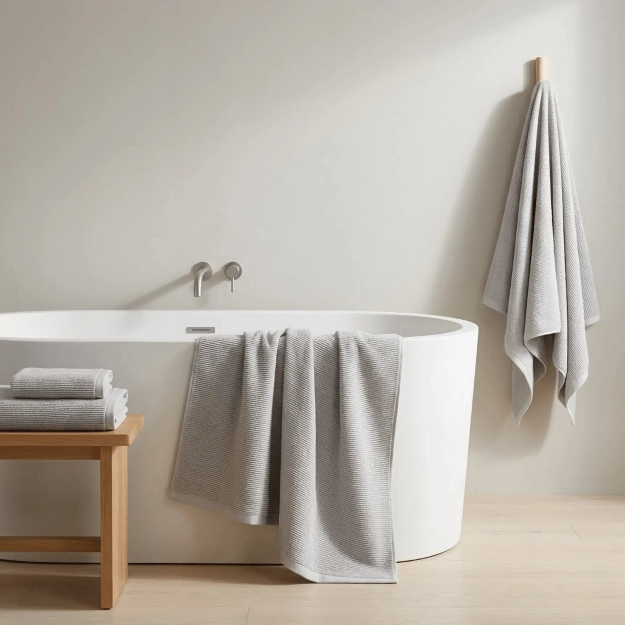 The Light Turkish Ribbed Bath Towel Bundle