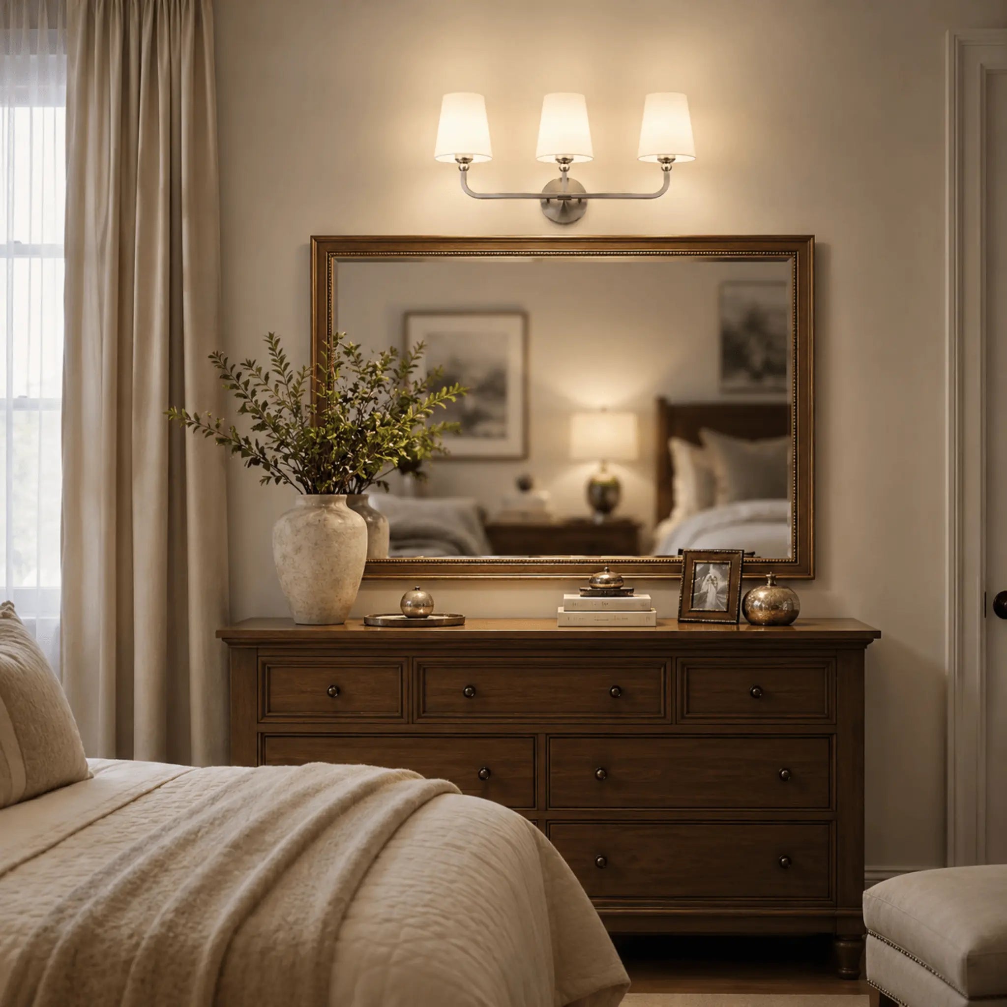 The 3-Light Polished Nickel Wall Sconce