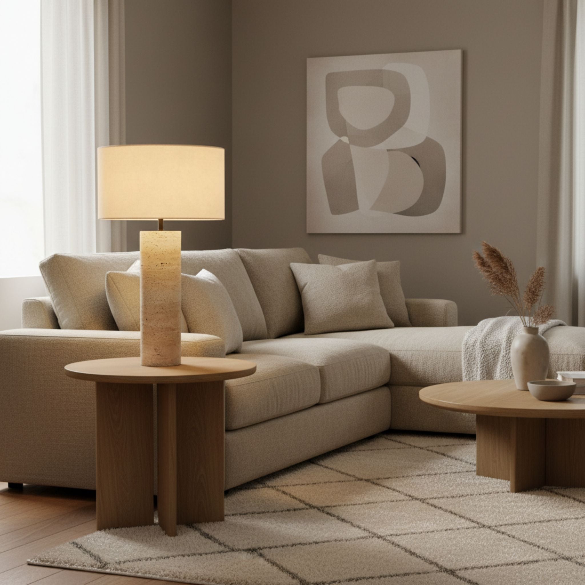 The Warm Glow Travertine Table Lamp