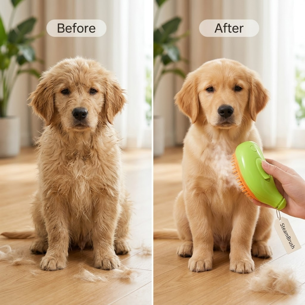 La brosse vapeur Pet Pro – Toilettage professionnel. Confort à la maison.