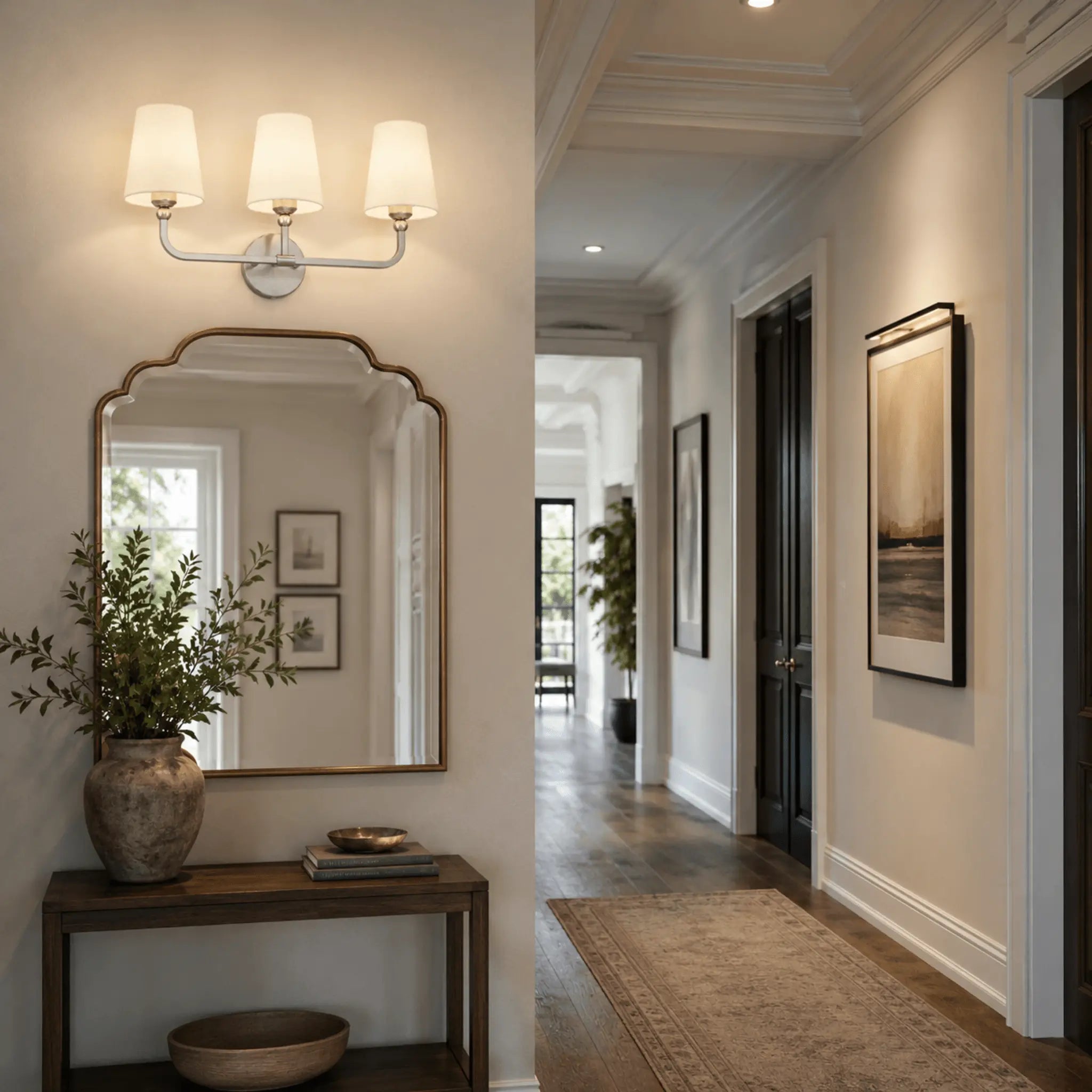 The 3-Light Polished Nickel Wall Sconce
