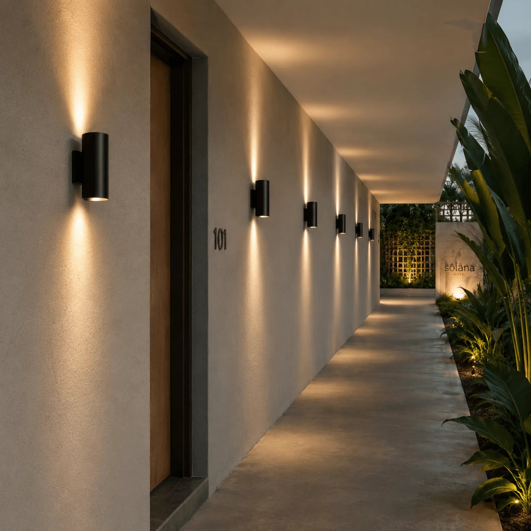 The Welcome Black Outdoor Wall Light