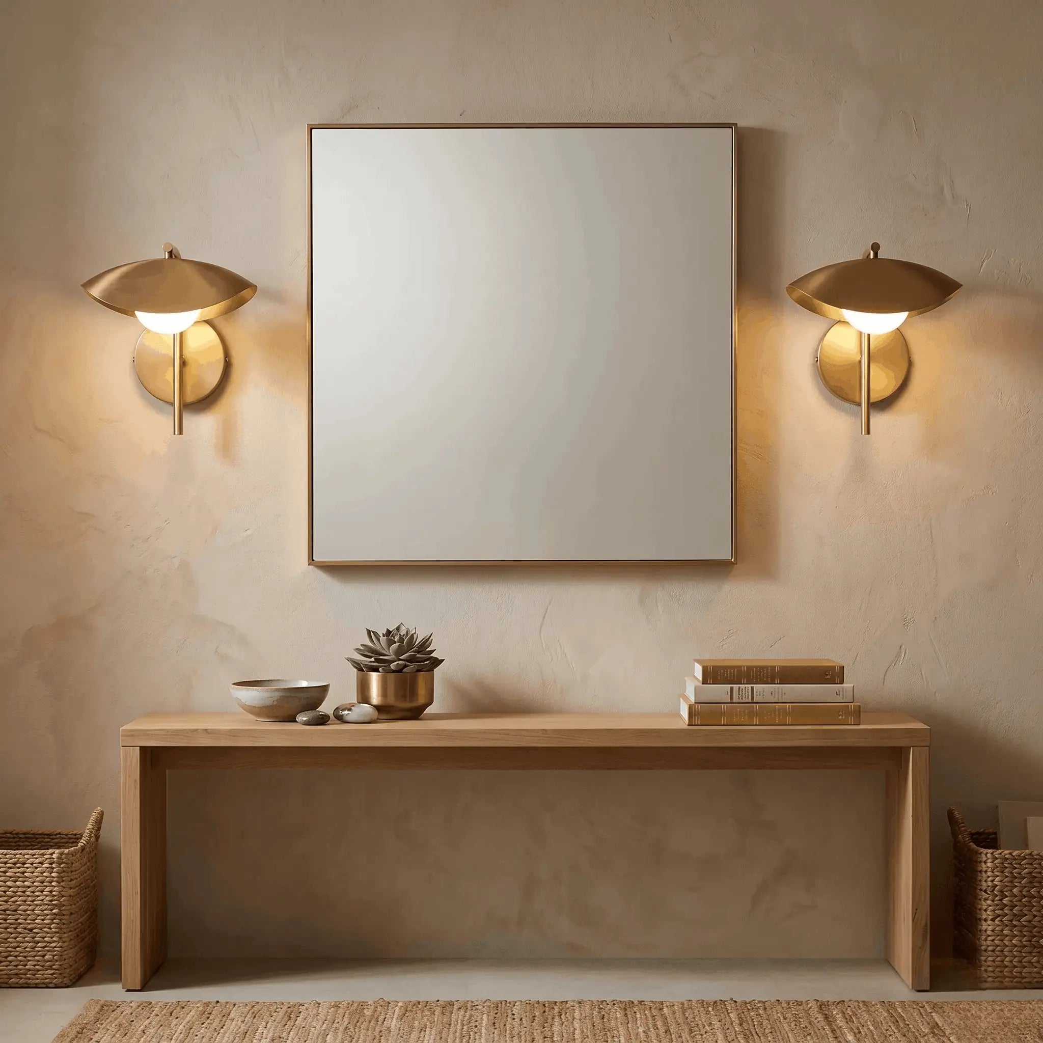 The Warm Glow Brass Sconce Set