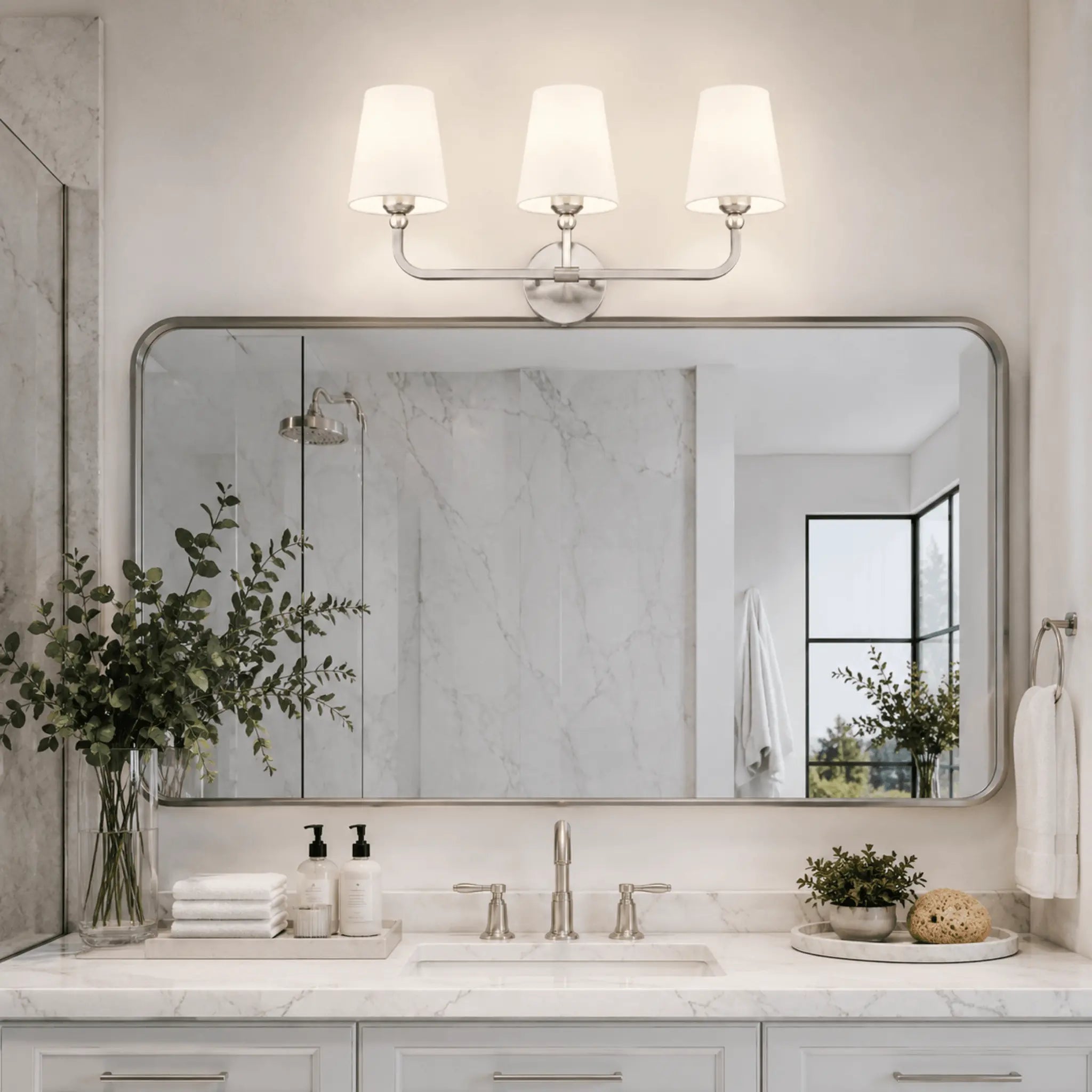 The 3-Light Polished Nickel Wall Sconce