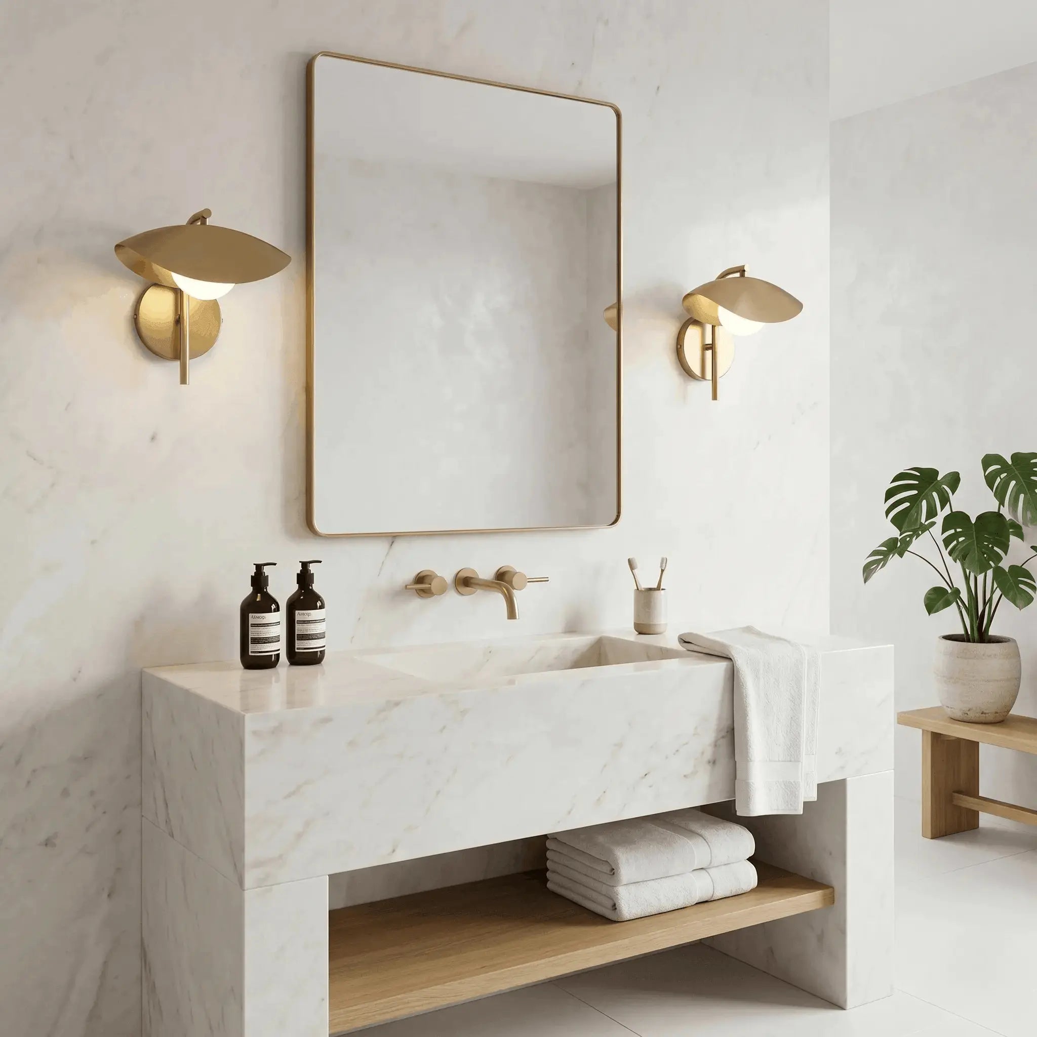 The Warm Glow Brass Sconce Set