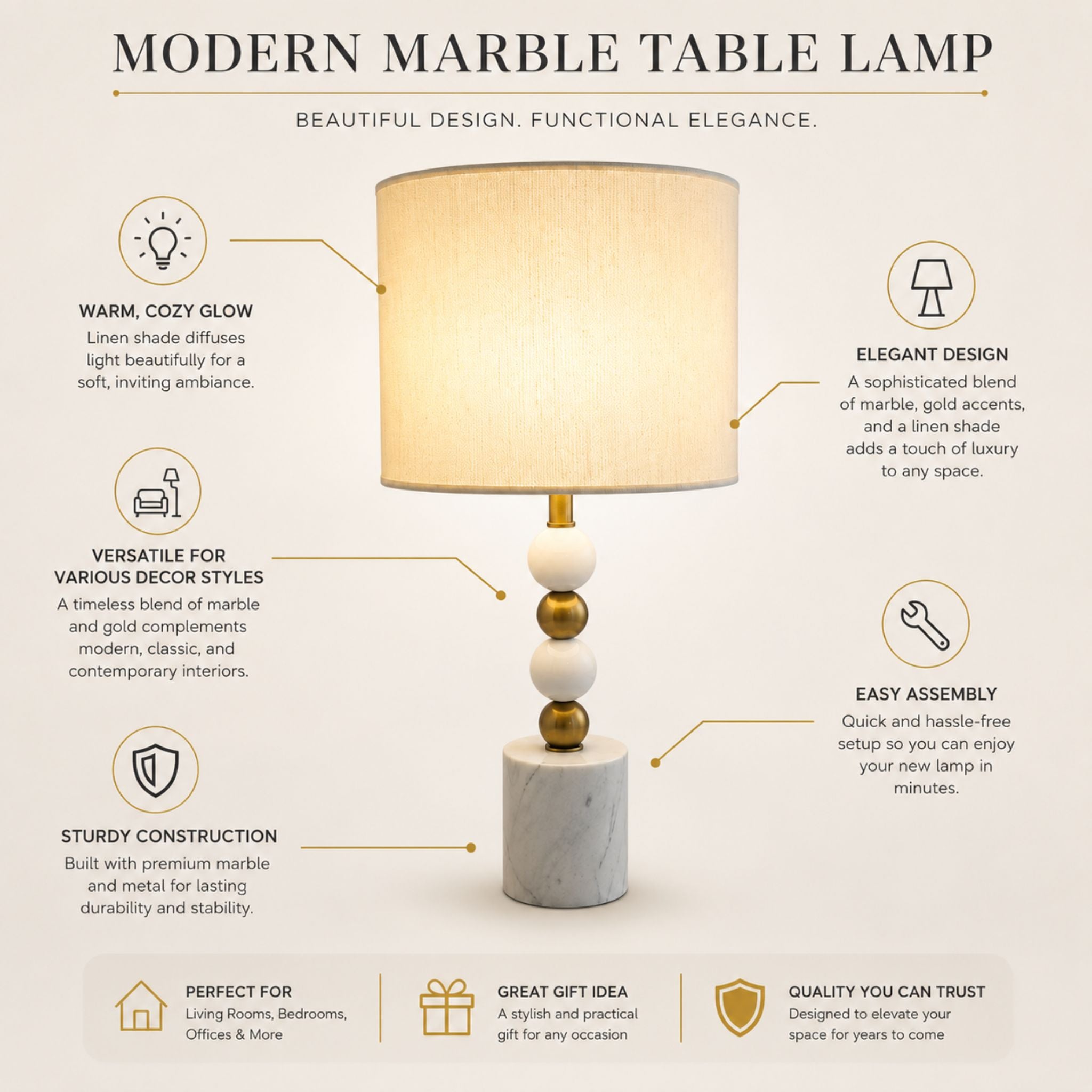 The Modern Marble Table Lamp