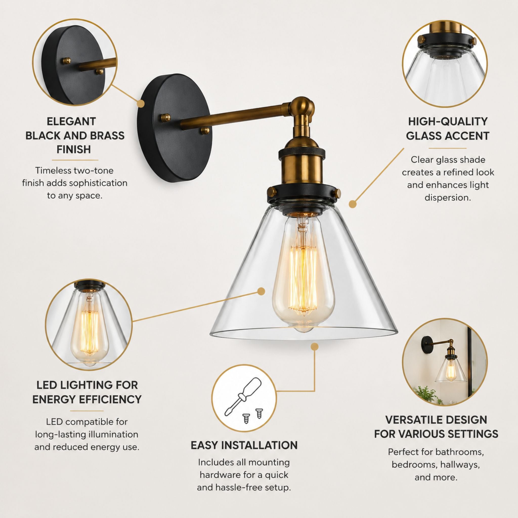 The Modern Farmhouse Glass Wall Light