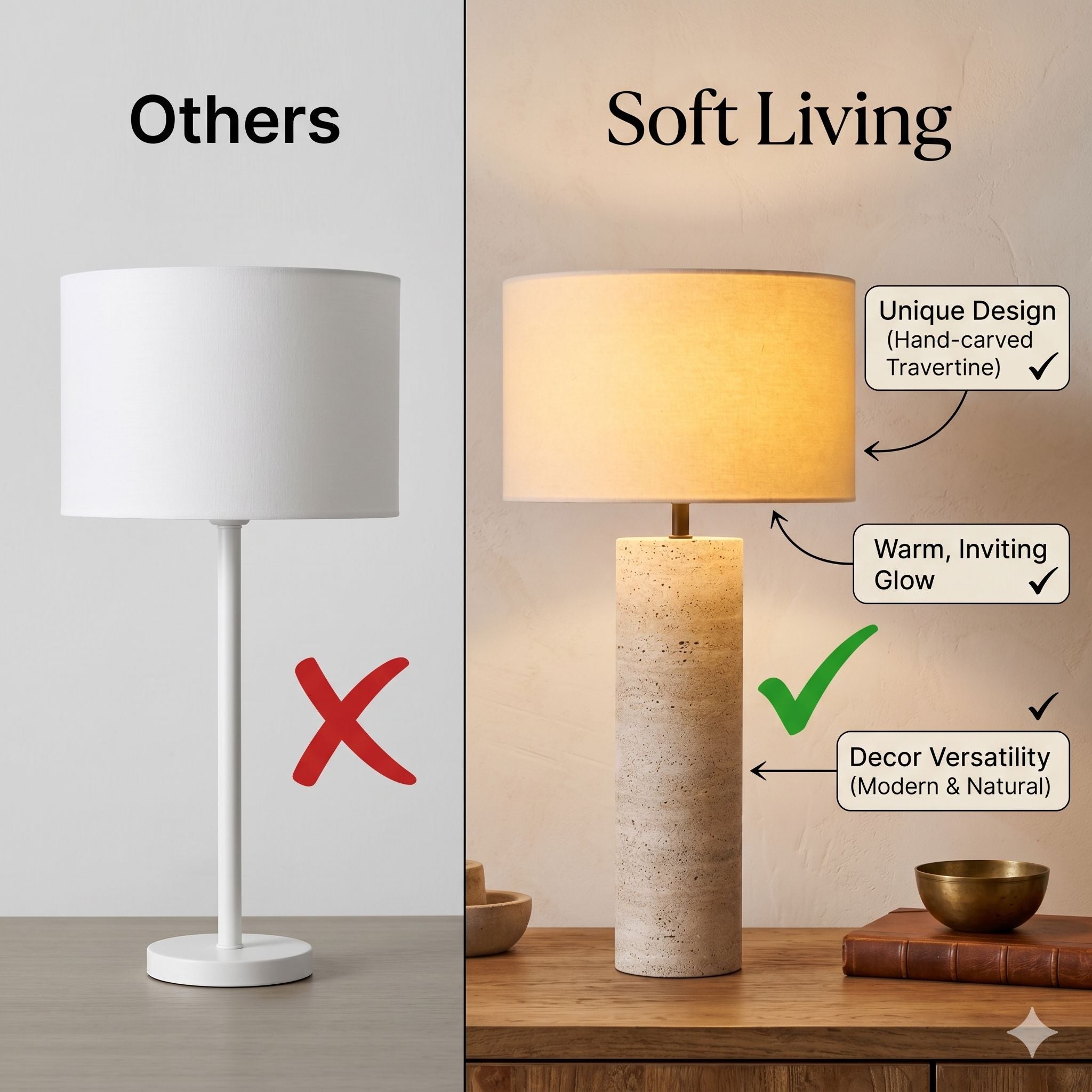 The Warm Glow Travertine Table Lamp